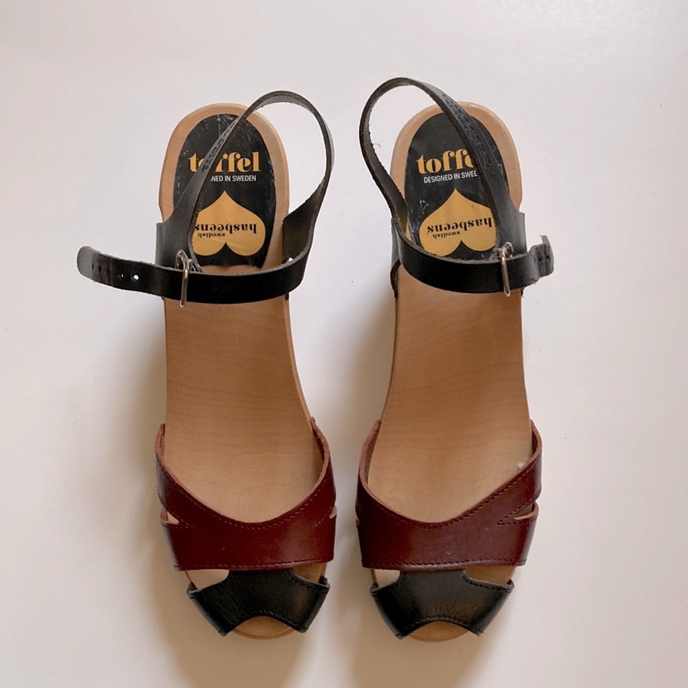 Swedish Hasbeens Toffel High Heel Clog Sandal size 40